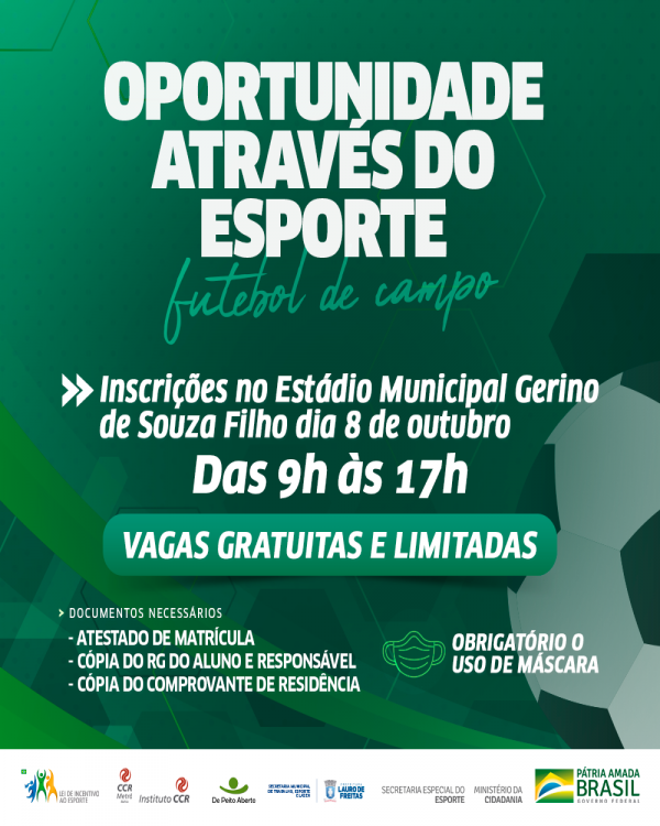 Inscrições abertas! Aulas gratuitas de futebol para crianças e