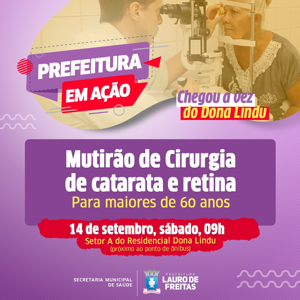 Triagem para cirurgia de catarata e retina ser realizada no Prefeitura em Ao neste sbado (14)