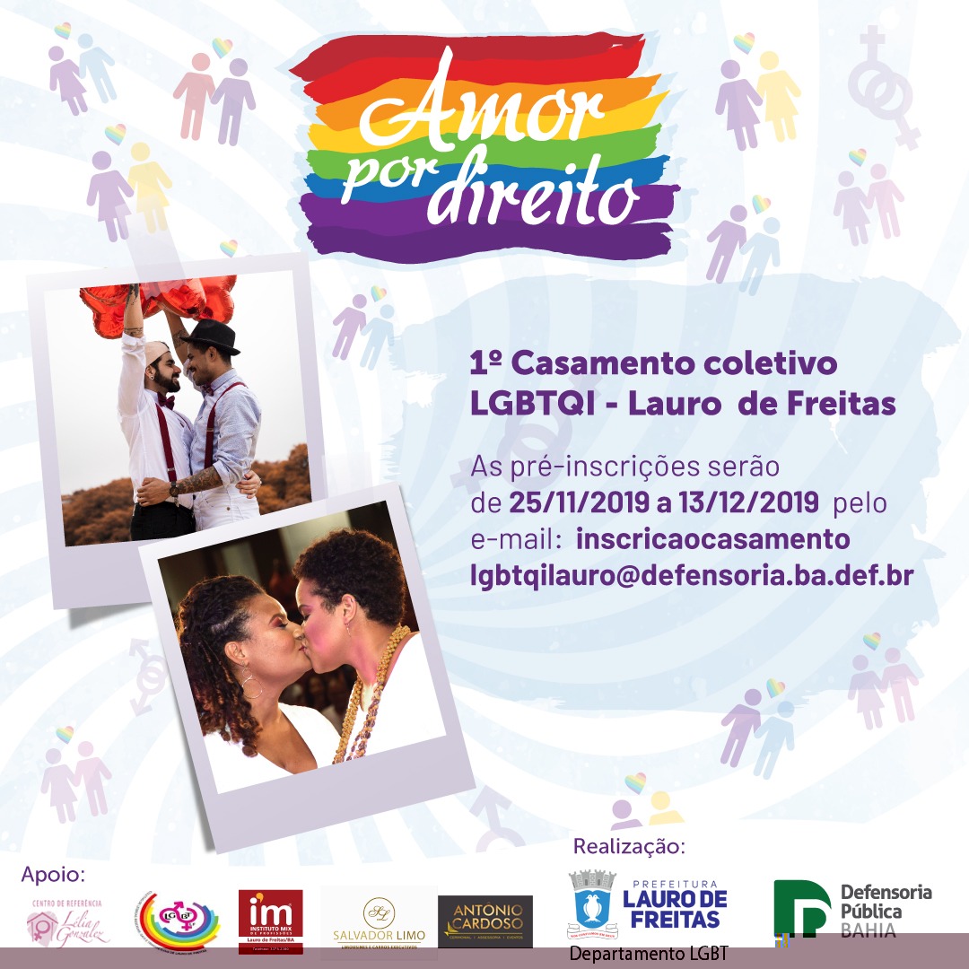 Inscries para 1 Casamento Coletivo LGBTQI+ de Lauro de Freitas comeam na segunda (25)