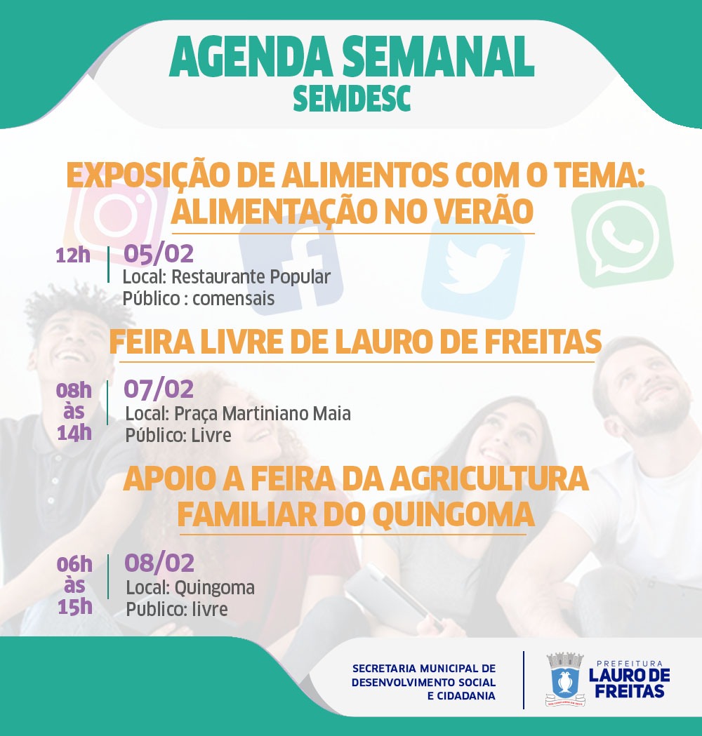 Confira as atividades que sero desenvolvidas esta semana pela SEMDESC