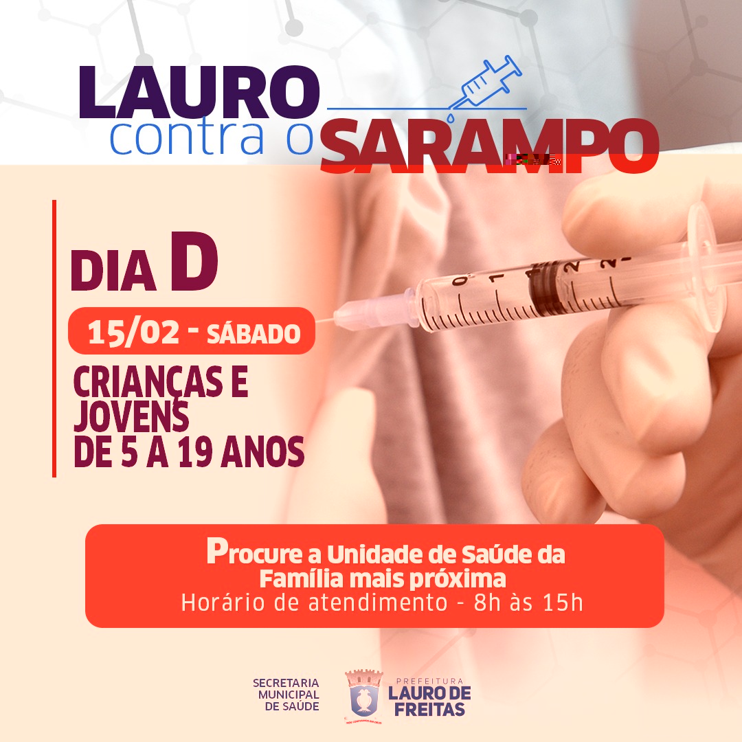 Dia D contra o sarampo ser realizando neste sbado (15) em Lauro de Freitas: saiba onde se vacinar