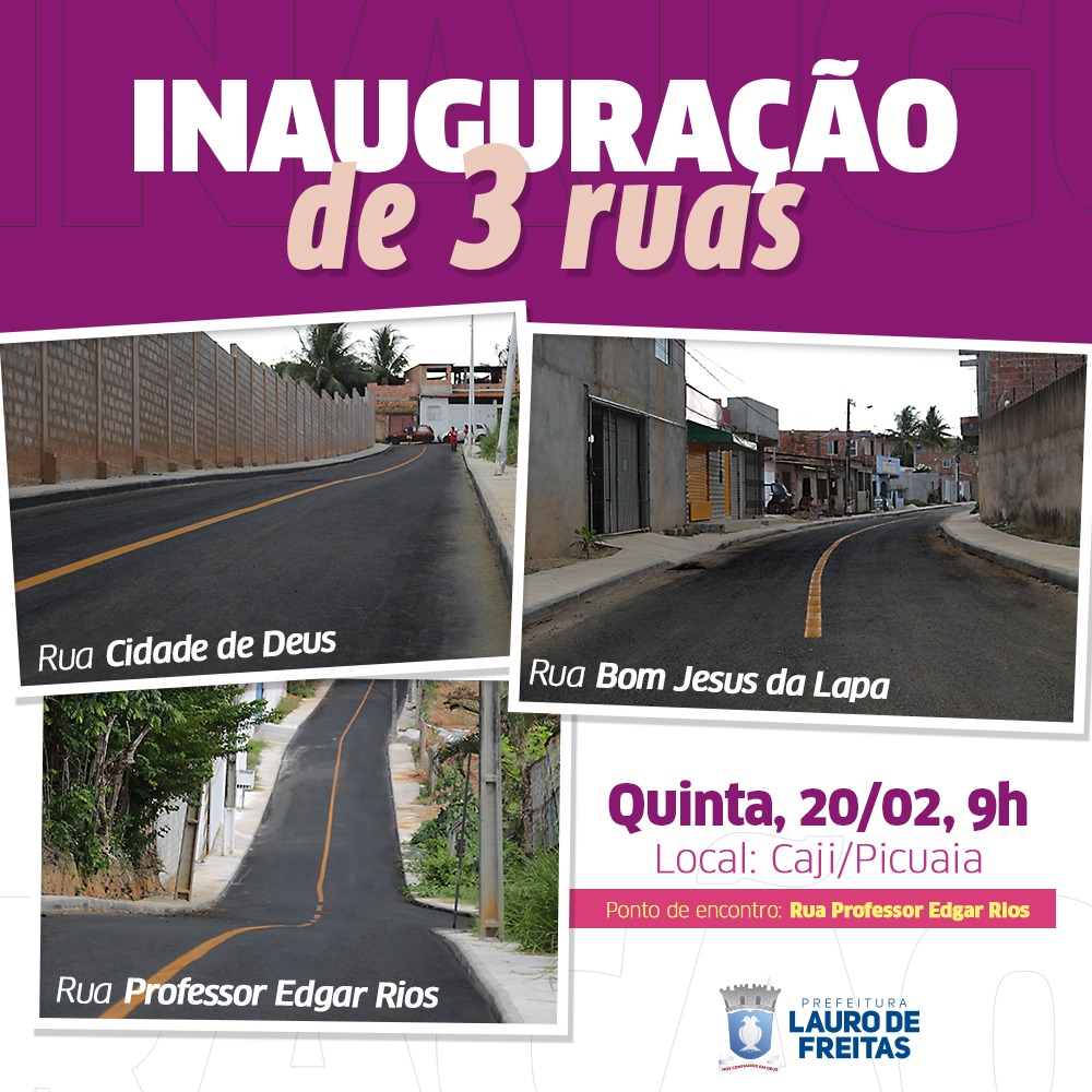 Prefeita inaugura pavimentao asfltica de trs ruas no bairro do Caji nesta quinta-feira (20)