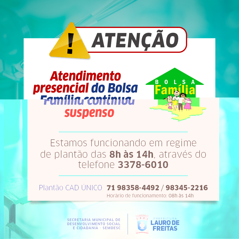 Central de Cadastro nico de Lauro de Freitas continua com atendimento em regime de planto das 8h s 14h