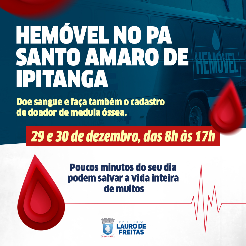 PA Santo Amaro de Ipitanga recebe Hemvel para coleta de sangue e cadastro de medula ssea