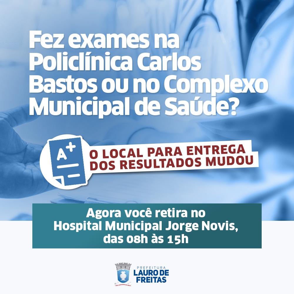 Entrega de resultado de exames agora  no Hospital Municipal Jorge Novis